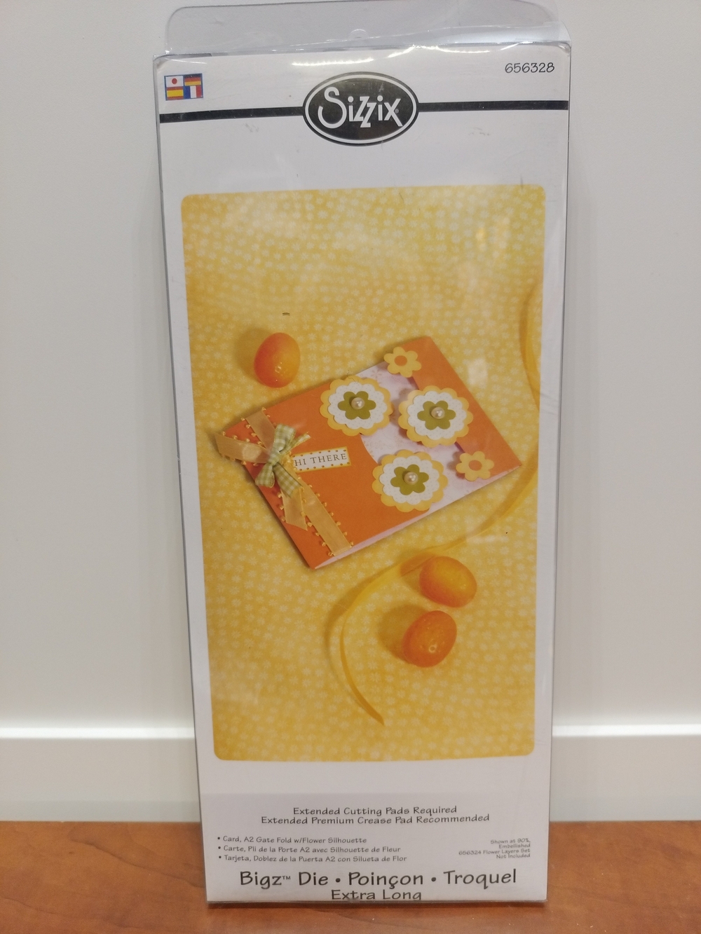 Sizzix Bigz Die Card, A2 Gate Fold W/Flower Silhouette Model 656328 XL 12" Paper